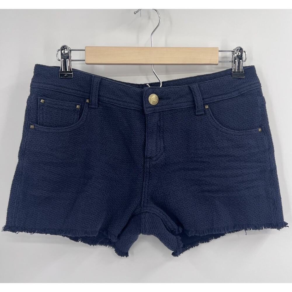 Promod Navy Blue Woven Cut Off Shorts 6 NWT
